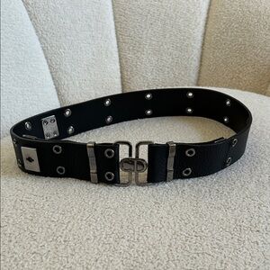 Dior Black Belt with Silver Details